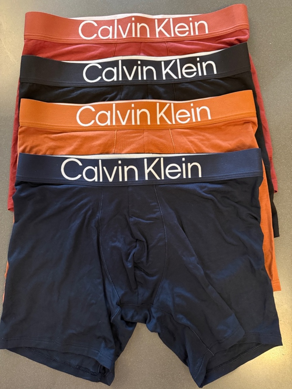 New Calvin Klein Boxer Briefs in Navy, Orange, Black, Rust. Lyocell Fabric